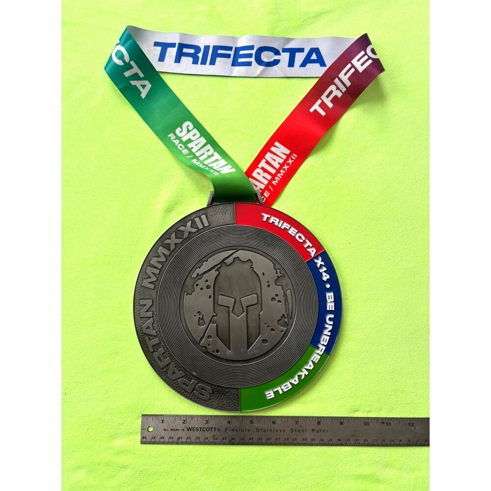 2022 Spartan Trifecta X14 Multi-Trifecta Medal with Original Ribbon MMXXII